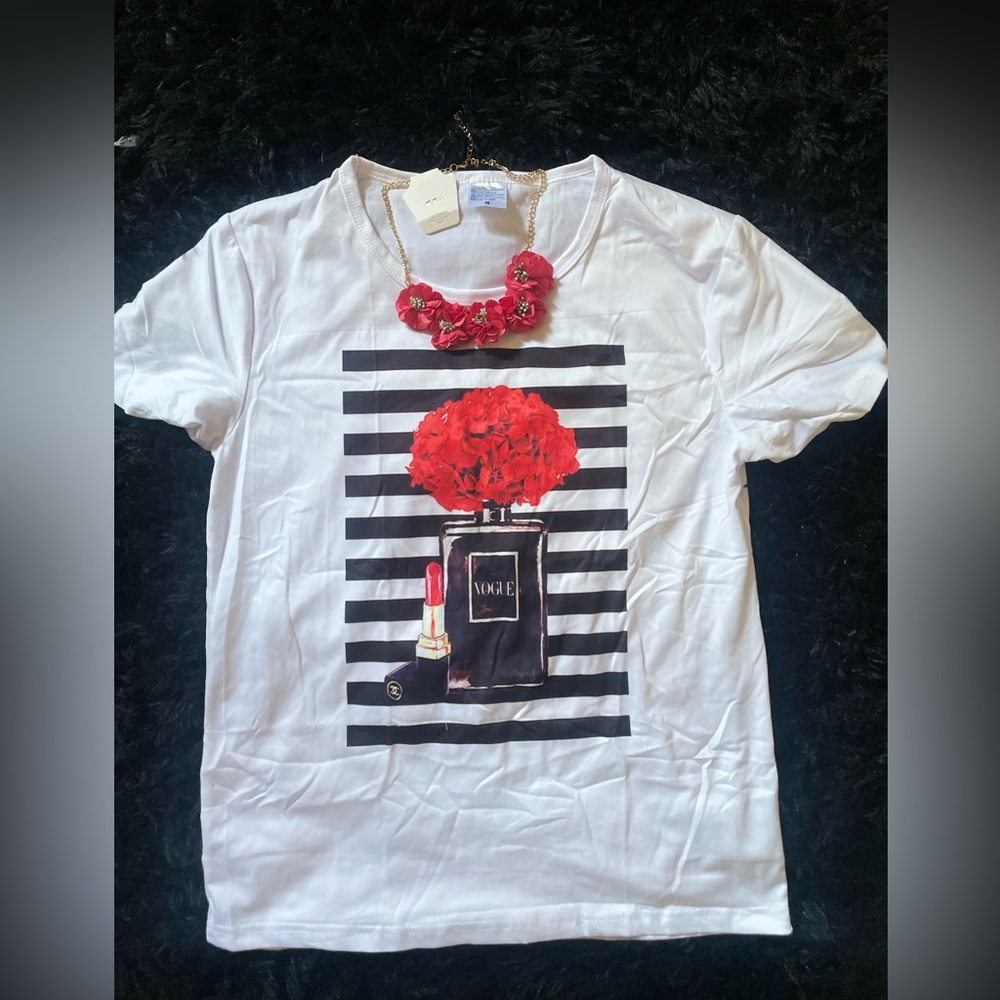 women's fashion blouse and necklace set